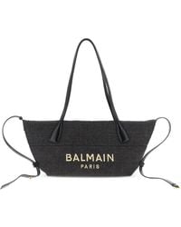 Balmain - Track Raffia Tote Bag - Lyst