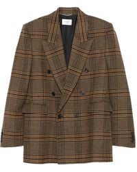 Saint Laurent - Double-Breasted Checked Blazer - Lyst