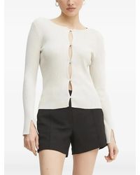 Guess - Ribbed Button-Front Cardigan - Lyst