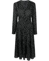 Pinko - Polka-Dot-Print Belted Midi Dress - Lyst