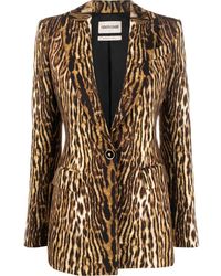 Roberto Cavalli - Leopard Print Single-breasted Blazer - Lyst