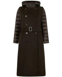 Moorer - Marta-Cwl Quilted-Sleeve Double-Breasted Coat - Lyst