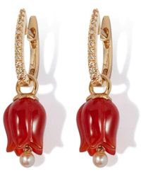 Annoushka - 18kt Yellow Gold Tulip Diamond And Agate Drop Earrings - Lyst