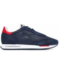 EA7 - Logo-Patch Suede-Panel Sneakers - Lyst