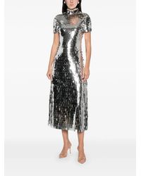 Self-Portrait Black Sequin-embellished Mesh Midi Dress in Blue | Lyst