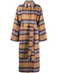 Stand Studio - Plaid-check Print Belted Coat - Lyst