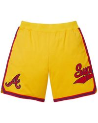 Supreme - X Mitchell & Ness Mlb Logo-Patch Shorts - Lyst