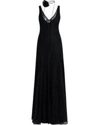 De La Vali - Jurk Met V-Hals En Kant - Lyst