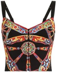Dolce & Gabbana - Carretto-Print Charmeuse Top - Lyst