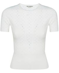 JW Anderson - Pointelle-Knit Bow-Detail T-Shirt - Lyst