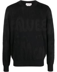 McQueen - Black Sweater With Graffiti - Lyst