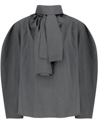 Amomento - Scarf-Detail Puff-Sleeve Blouse - Lyst