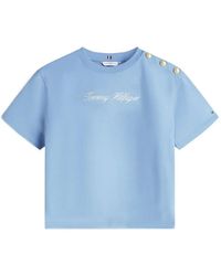 Tommy Hilfiger - T-Shirt Boutonné À Logo Imprimé - Lyst