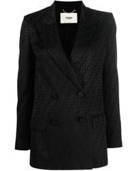 【送関込】FENDI☆satin crepe ff blazer Fendi Ff Silk Double-breasted Blazer in Black | Lyst