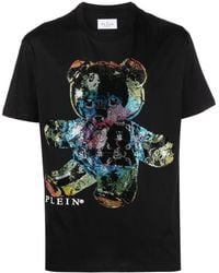 Philipp Plein - Rhinestone-embellished Teddy-print T-shirt - Lyst