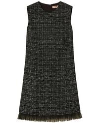 Twinset - Short Bouclé And Plumetis Tulle Dress - Lyst