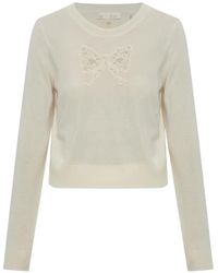 LoveShackFancy - Mingley Lace-Bow Sweater - Lyst