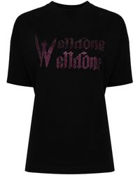 we11done - T-shirt en coton à ornements strassés - Lyst