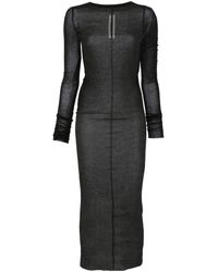 Rick Owens - Ribbed Long-Sleeve Midi Dress - Lyst