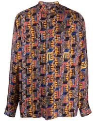 Balmain - Camicia Con Stampa Grafica - Lyst