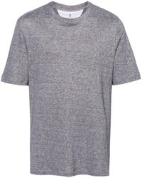 Brunello Cucinelli - T-shirt Met Ronde Hals En Gemêleerd Effect - Lyst