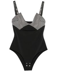 MITILIANE COUTURE - Leather-Straps Studded Bodysuit - Lyst