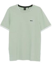 BOSS - Stretch-Cotton T-Shirt With Stripes And Logo - Lyst