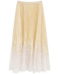 Self-Portrait - Vanilla Satin Midi Skirt - Lyst
