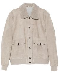 Eleventy - Shearling-Collar Suede Jacket - Lyst