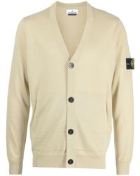 Stone Island - Compass-Motif Virgin Wool Cardigan - Lyst