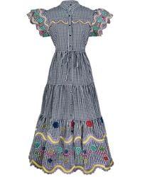 Celiab - Gingham Embroidered Reise Dress - Lyst