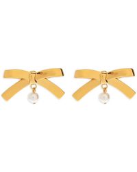 Moschino - Bow-Shape Pearl-Embellishment Earrings - Lyst