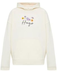 HUGO - Floral-Print Hoodie - Lyst