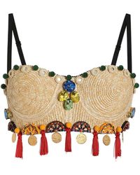 Dolce & Gabbana - Raffia Top With Embroidery - Lyst