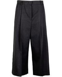 Emme - Pleated Wide-Leg Cropped Trousers - Lyst