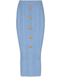 Balmain - 5-button Ribbed-knit Midi Skirt - Lyst