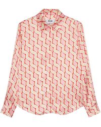 MSGM - Chemise Imprimée À Détail Noué - Lyst