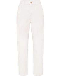 Brunello Cucinelli - Monili-Chain High-Rise Straight-Leg Jeans - Lyst