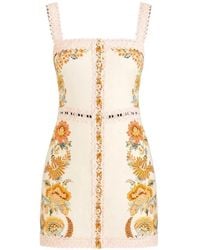 FARM Rio - Mini Ligia Floral-Print Crochet-Trim Dress - Lyst