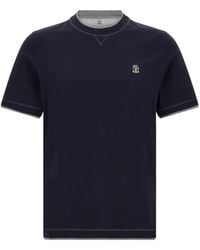 Brunello Cucinelli - Double-Layer Embroidered T-Shirt - Lyst