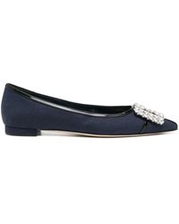 Manolo Blahnik - Ballerine Hangisi Con Fibbia Di Cristalli - Lyst