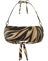 Twinset - Bandeau Bikini Top With Lurex And Print - Lyst
