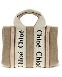 Chloé - Mini Woody Tote Bag aus Canvas - Lyst