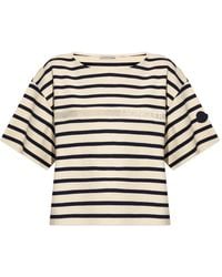 Moncler - Striped Logo-Print T-Shirt - Lyst