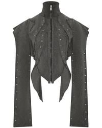SRVC Studio - Eyelet-Embellished Raw-Edge Cardigan - Lyst