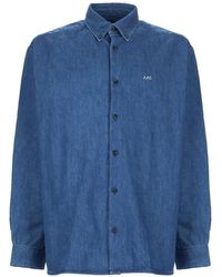 A.P.C. - Mathias Logo-Embroidered Button-Down Shirt - Lyst