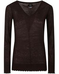 Pinko - V-Neck Distressed-Effect Sweater - Lyst