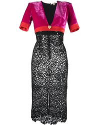 Roberto Cavalli - Short-Sleeved Panelled Midi Dress - Lyst