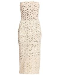 Elie Saab - Strapless Midi-Jurk - Lyst