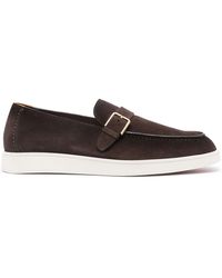 Santoni - Buckled Suede Derby Shoes - Lyst